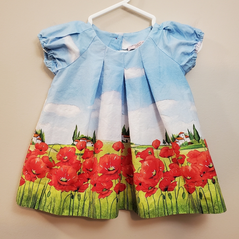 Monnalisa - Poppy Field Print Girls Dress - Size 3